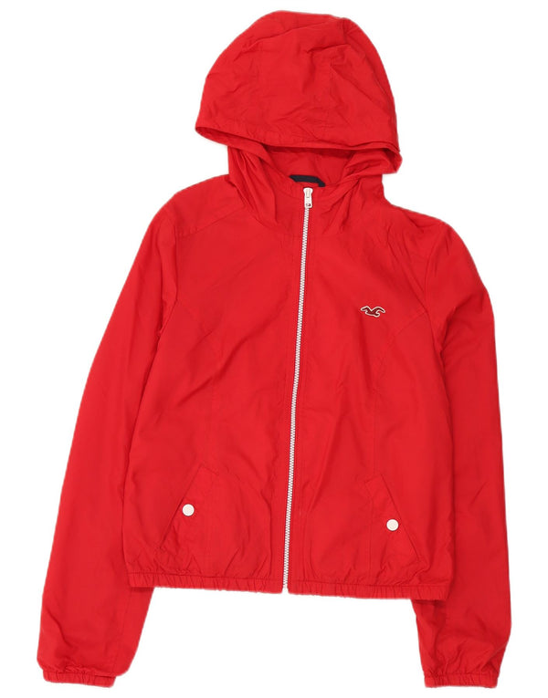 Giacca antipioggia con cappuccio da donna Hollister UK 12 Medium Red Nylon
