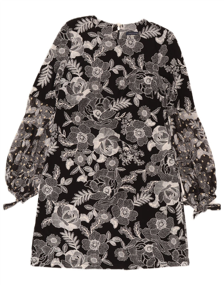 Abito a trapezio a maniche lunghe da donna Tommy Hilfiger US 4 Small Black Floral
