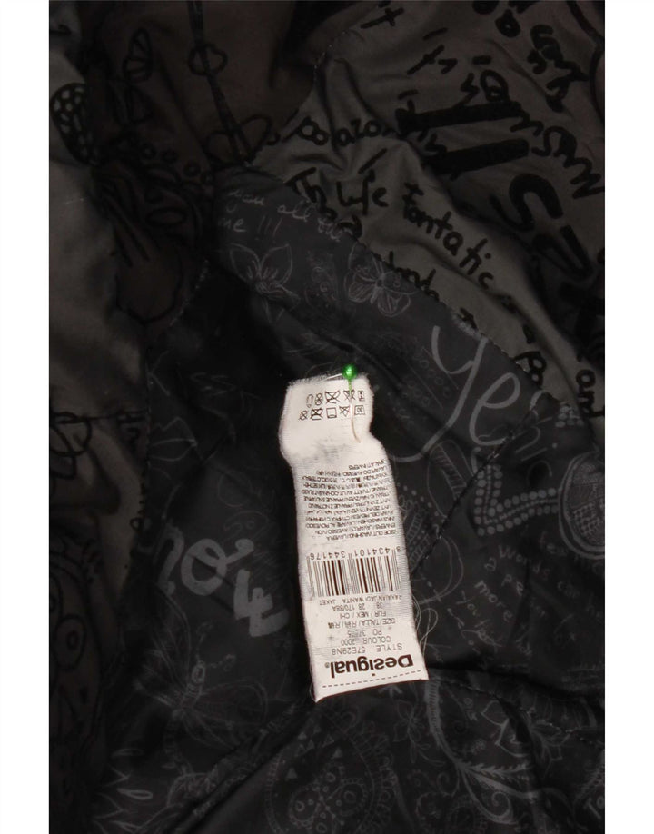 Cappotto imbottito con cappuccio da donna Desigual EU 38 poliestere floreale nero medio