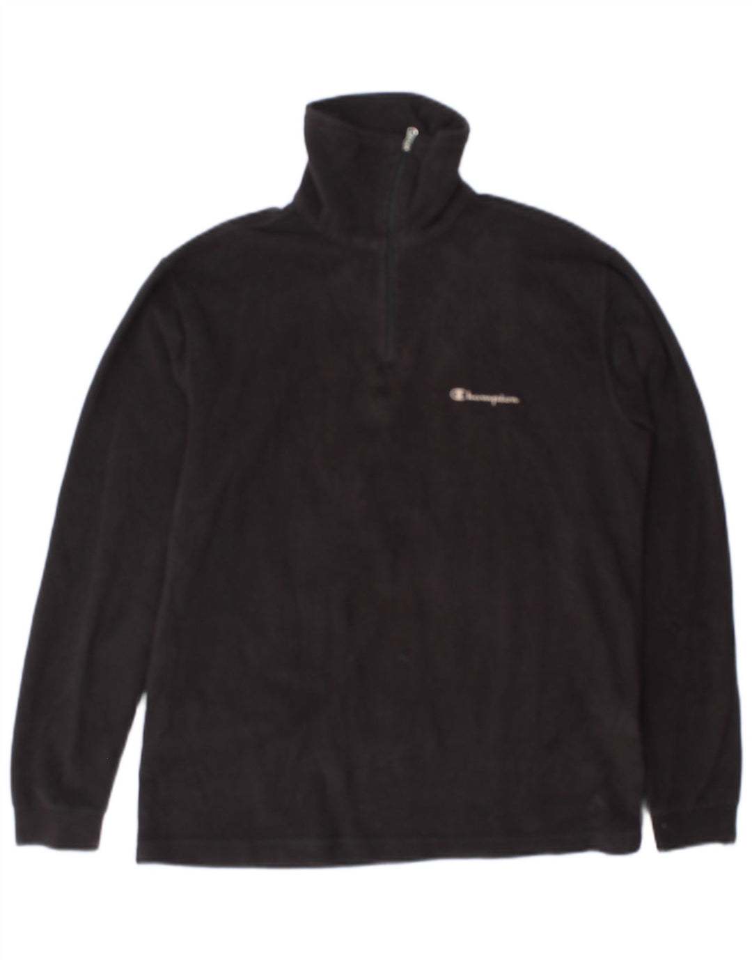 Maglione in pile da uomo Champion con zip e collo, piccolo, in poliestere nero