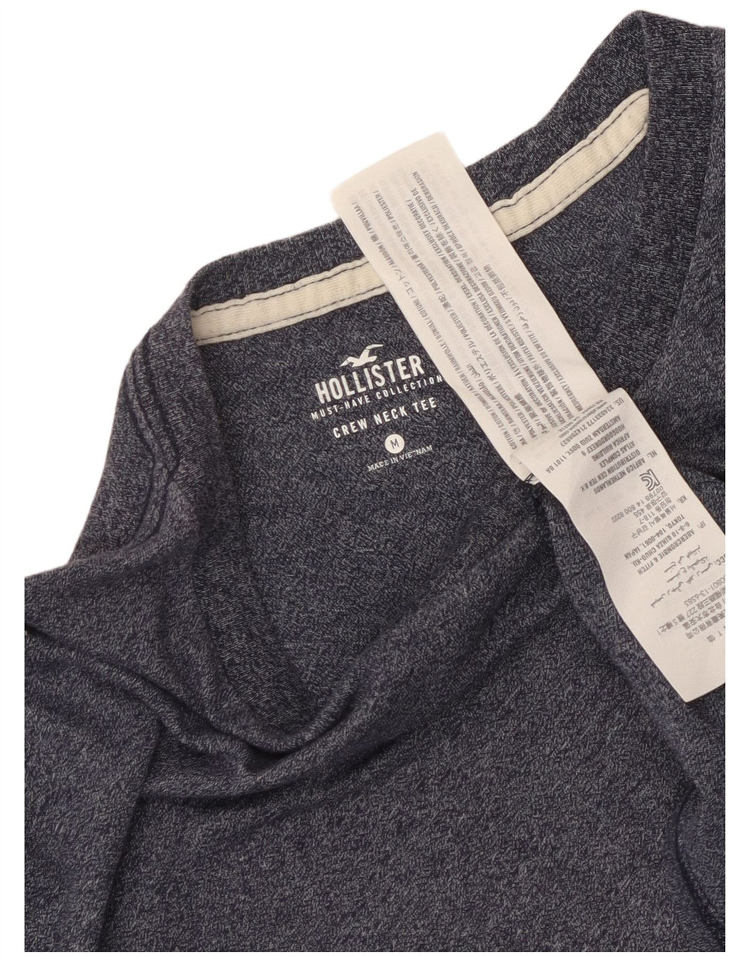 T-shirt da uomo Hollister Top medio in cotone screziato blu navy