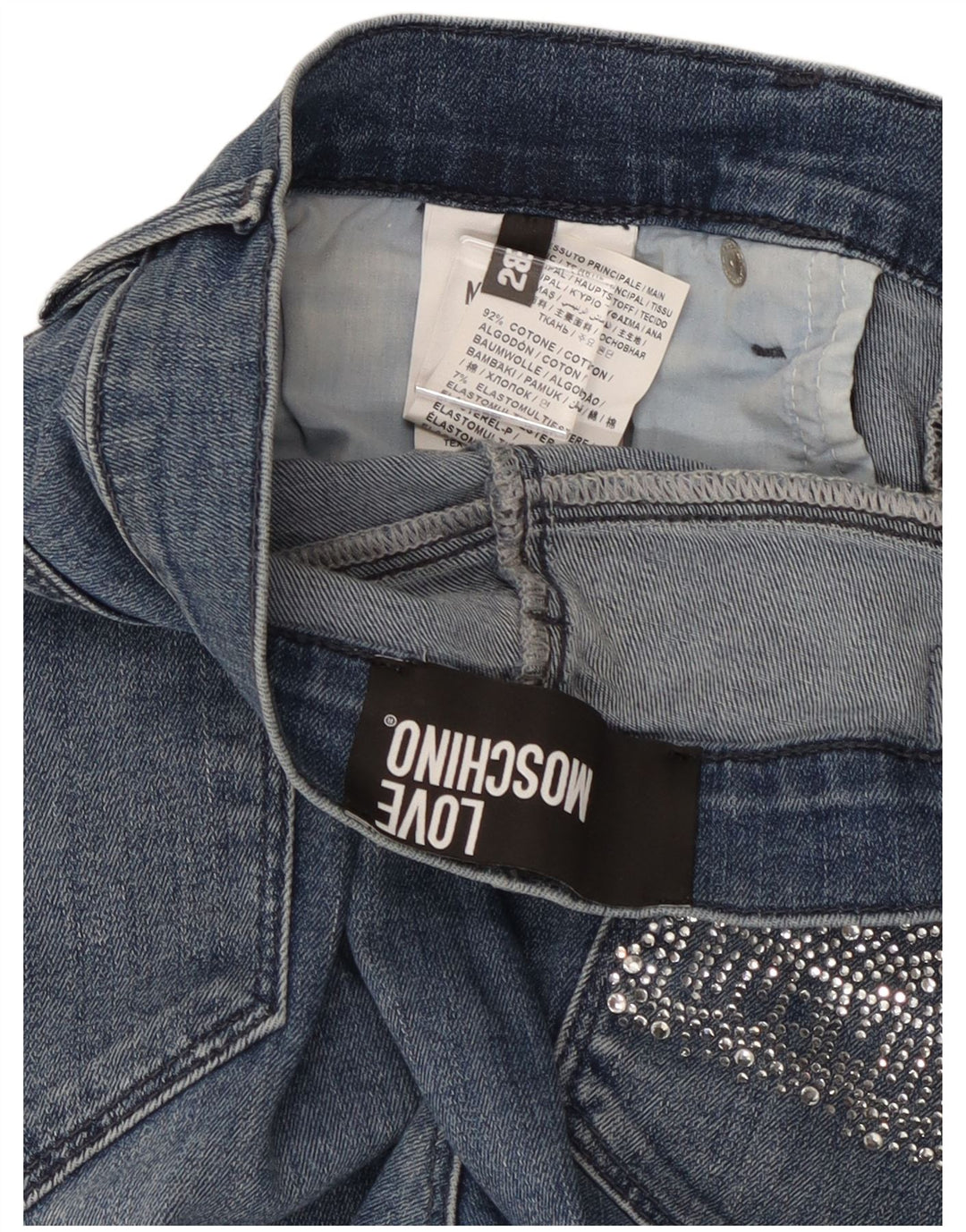 Jeans Cropped MOSCHINO Donna W28 L25 Cotone Blu