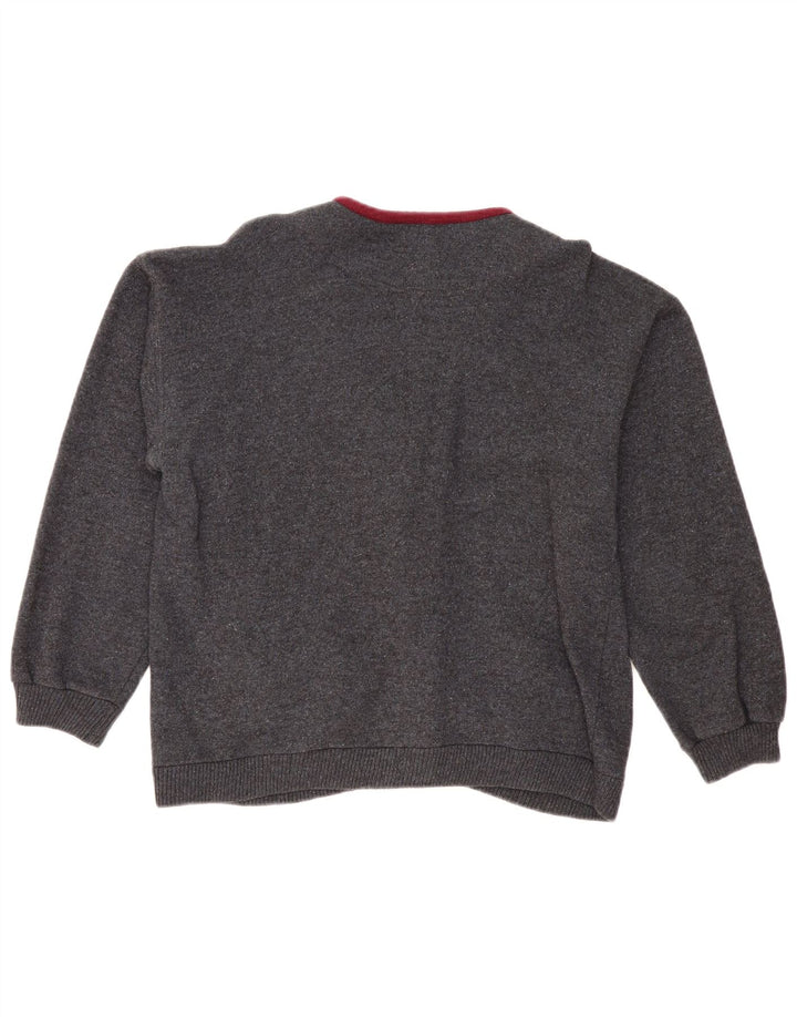 Maglione cardigan da uomo vintage in lana grigio medio
