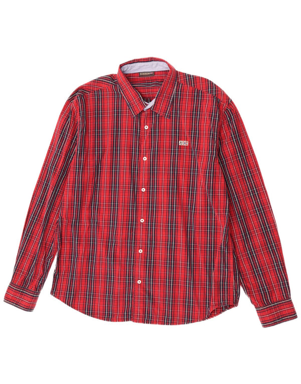 Camicia geografica da donna Napapijri 3XL in cotone a quadri rossi