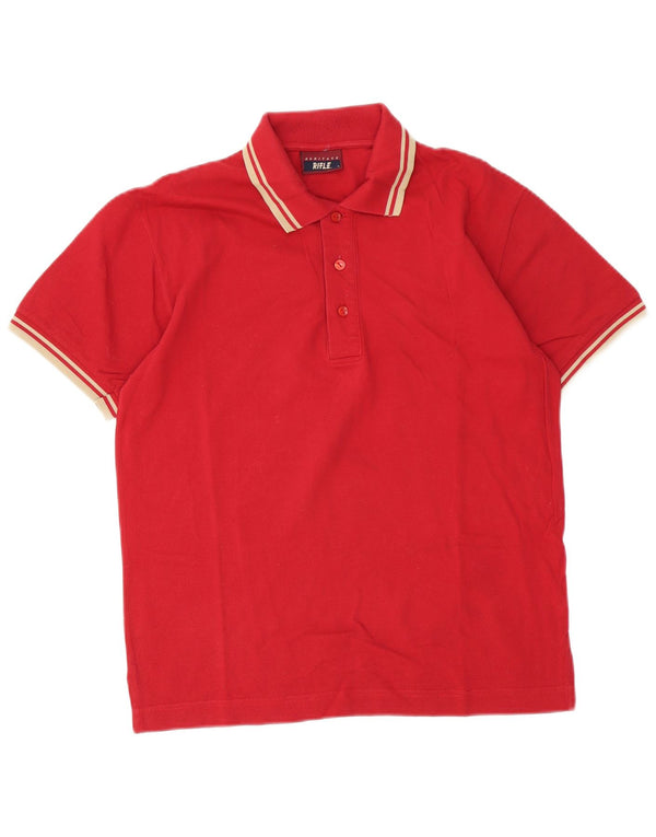 Rifle Mens Regular Fit Polo Shirt Small Red Cotton