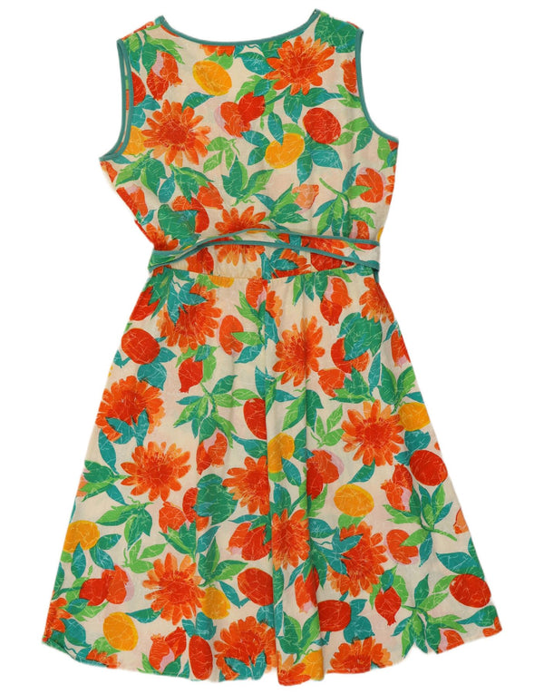 Abito vintage da donna senza maniche a trapezio UK 14 bohémien medio multicolore