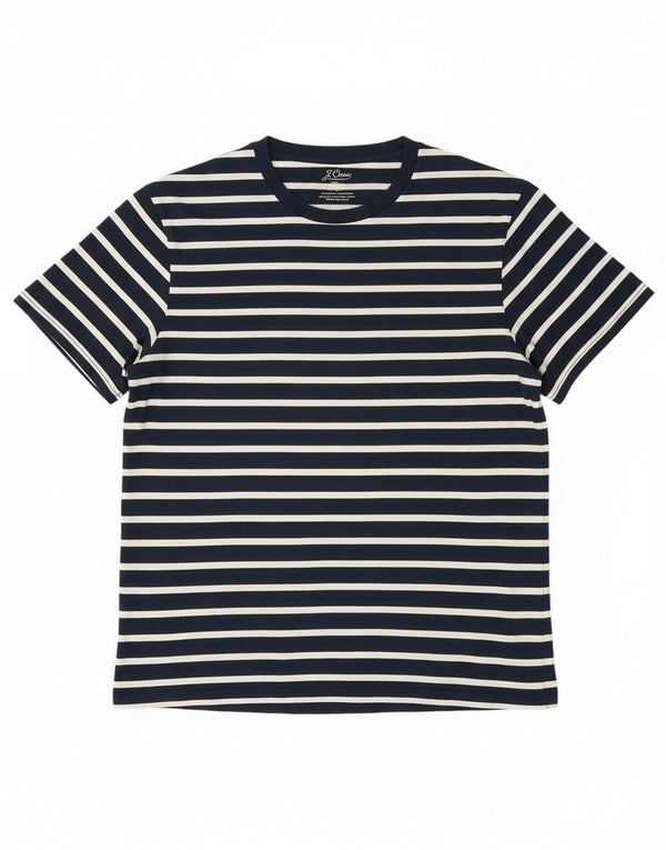 J. Crew Womens T-Shirt Top UK 16 Large Navy Blue Striped Cotton Nautical