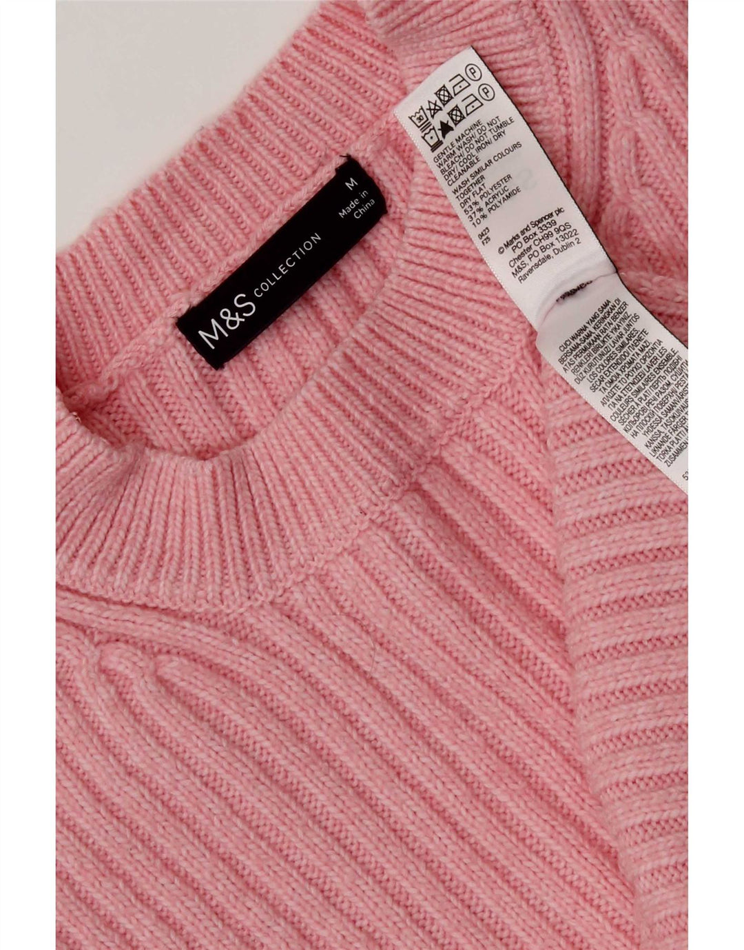Maglione maglione girocollo da donna Marks & Spencer UK 14 Poliestere rosa medio