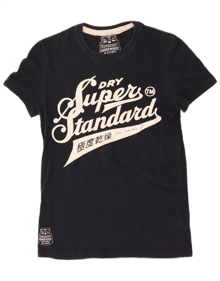 T-shirt grafica da uomo Superdry Top Small in cotone blu navy