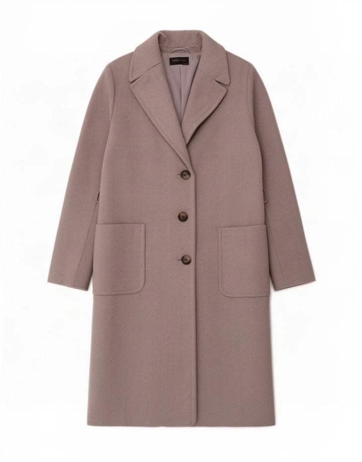 Cappotto da donna Marks & Spencer UK 14 Large Grigio a spina di pesce in poliestere
