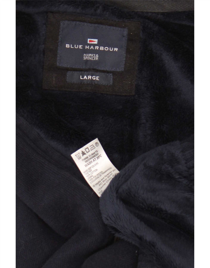 Marks & Spencer Maglione cardigan Harbour blu da uomo di grandi dimensioni in cotone blu scuro