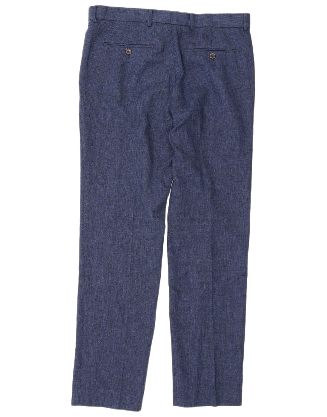Pantaloni da abito dritti su misura da uomo Marks & Spencer W34 L32 Blu Navy