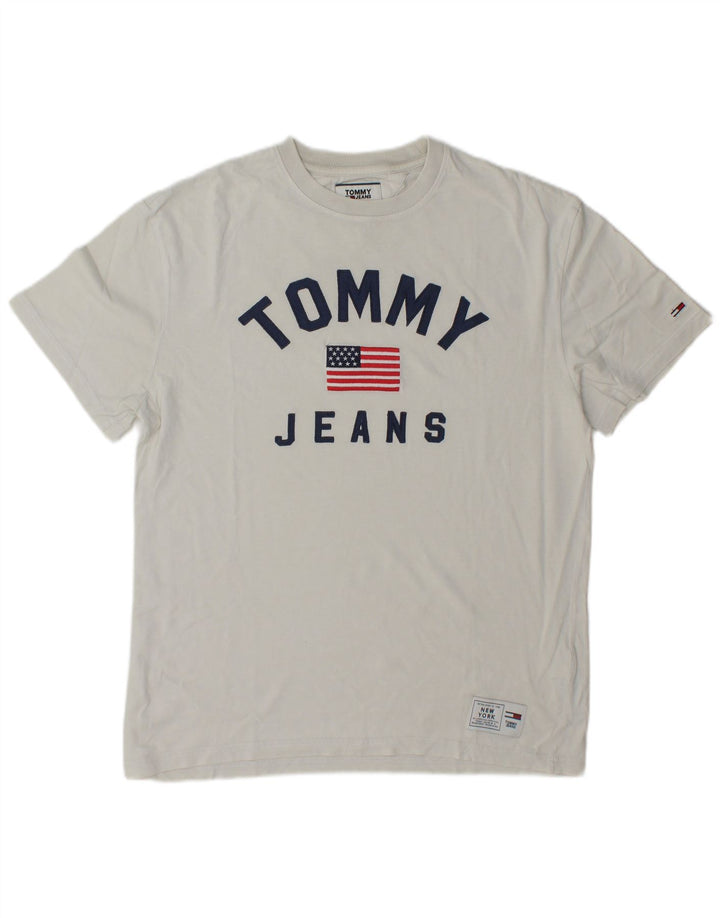 T-shirt grafica da uomo Tommy Hilfiger Top in cotone bianco medio