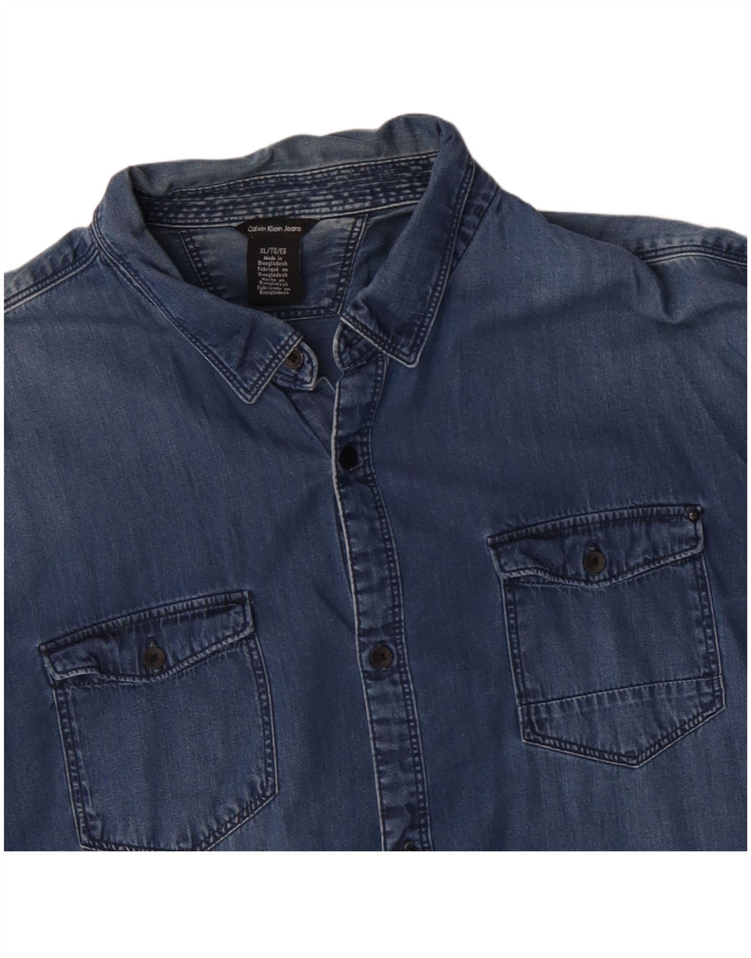 CALVIN KLEIN JEANS Camicia di jeans da uomo XL Blu Cotone