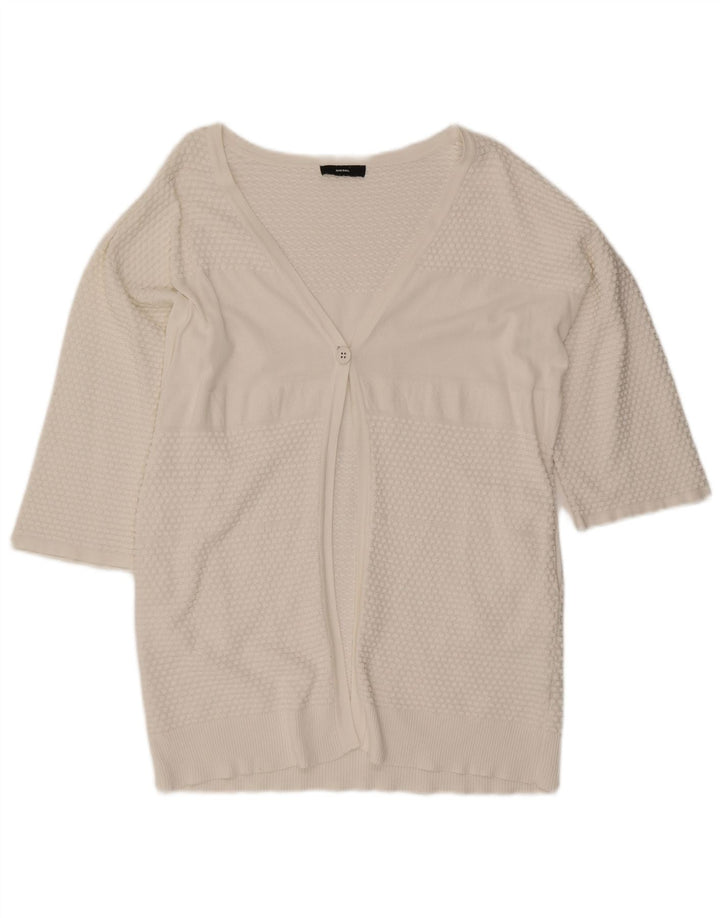 Diesel Maglione cardigan oversize con maniche a 3/4 da donna UK 10 piccolo bianco