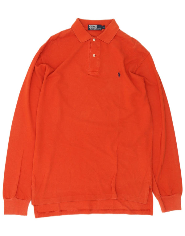 Polo Ralph Lauren da uomo a maniche lunghe in cotone arancione medio