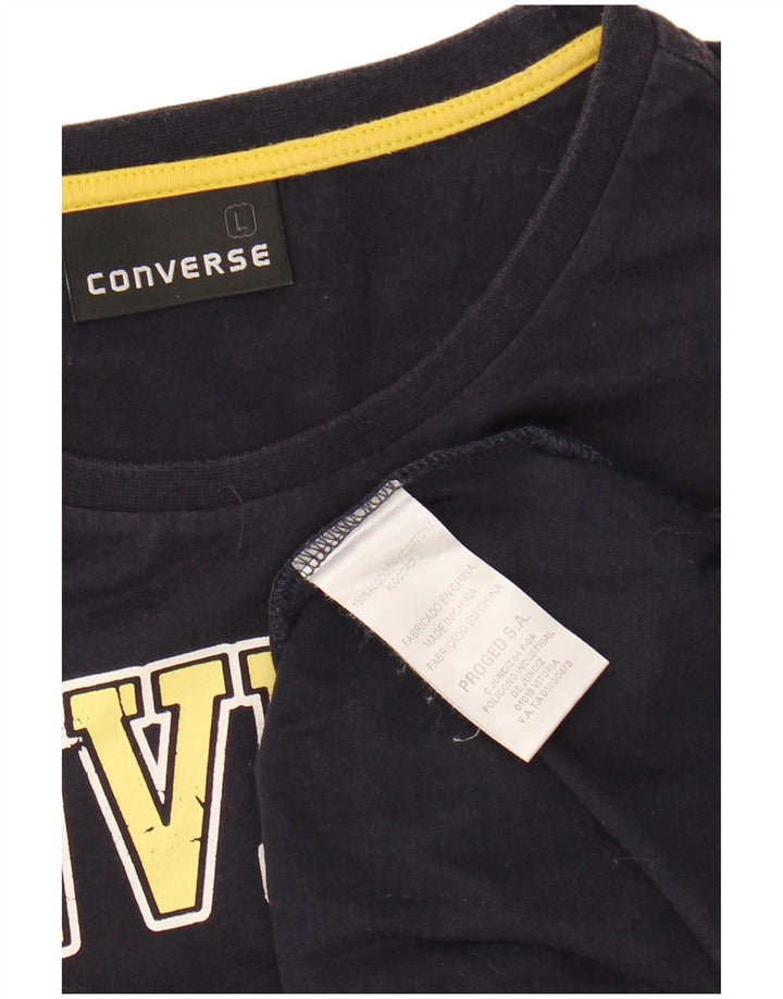 CONVERSE Mens Graphic T-Shirt Top Large Navy Blue Cotton