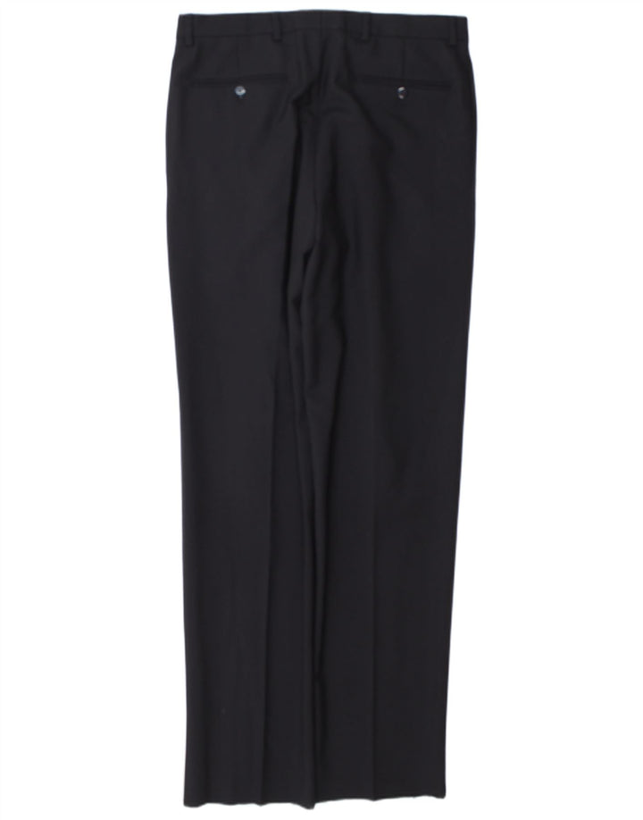 Pantaloni da abito vintage da uomo con pedge IT 48 medio W32 L34 lana blu navy
