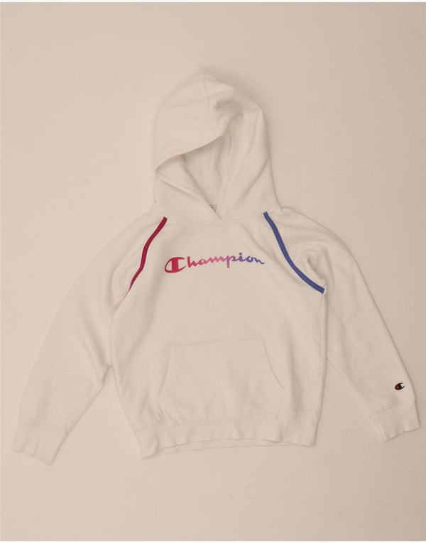 Maglione con cappuccio grafico per ragazze Champion 9-10 anni in cotone a righe bianche medie