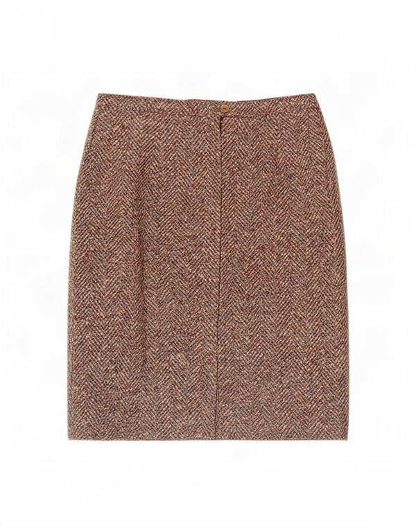Gonna a tubino vintage da donna media W30 marrone a spina di pesce