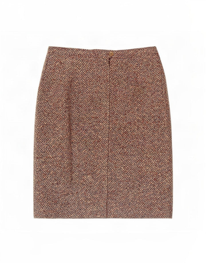 Gonna a tubino vintage da donna media W30 marrone a spina di pesce