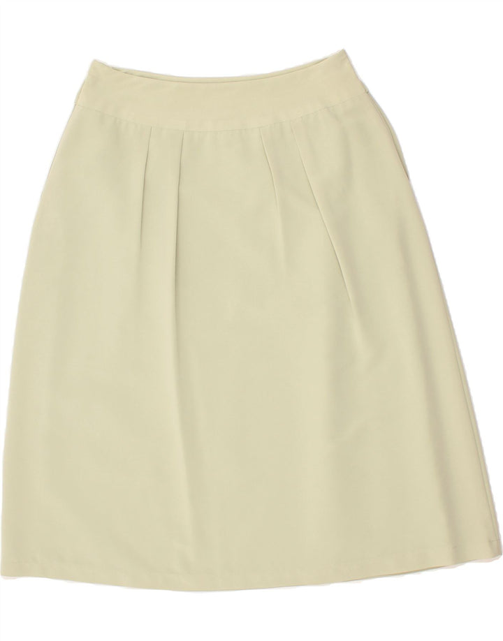 VINTAGE Womens A-Line Skirt UK 14 Medium W30  Beige Polyester Vintage Vintage and Second-Hand Vintage from Messina Hembry 