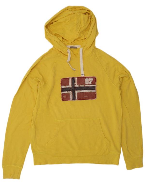 Maglione con cappuccio grafico da uomo Napapijri in cotone giallo medio