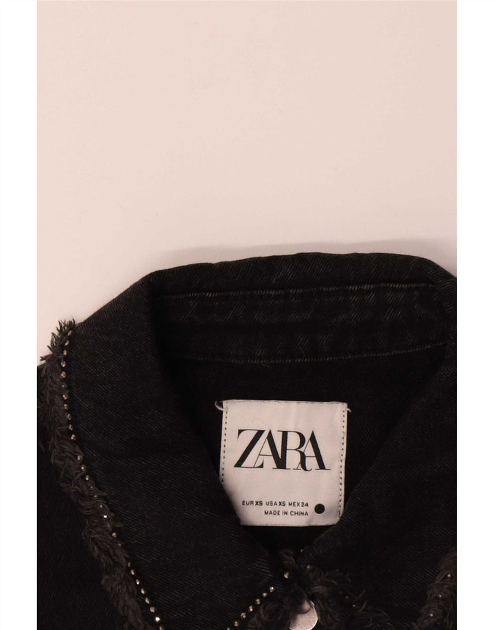 Giacca di jeans oversize western da donna Zara UK 6 XS nera