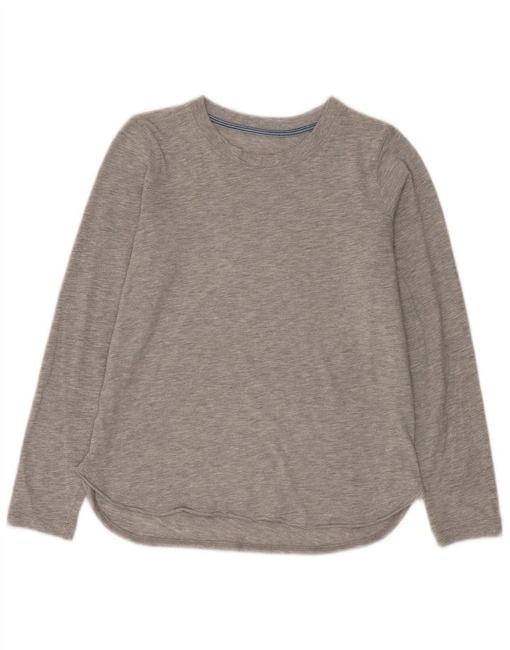 Top da donna vintage a maniche lunghe UK 12 grigio medio chiazzato