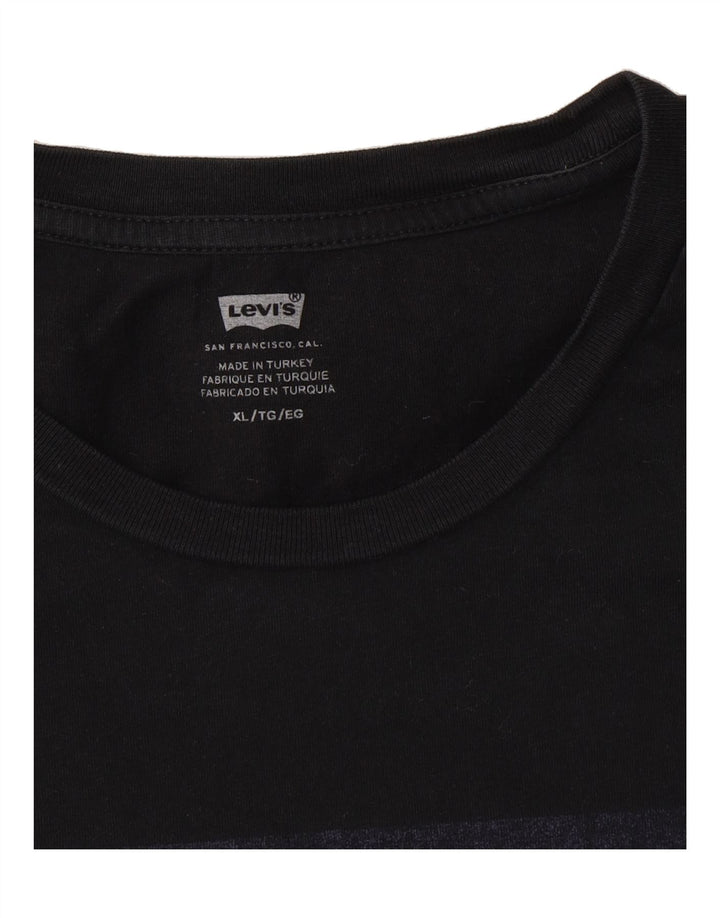 LEVI'S Mens Graphic T-Shirt Top XL Black Cotton Vintage Levi's and Second-Hand Levi's from Messina Hembry 