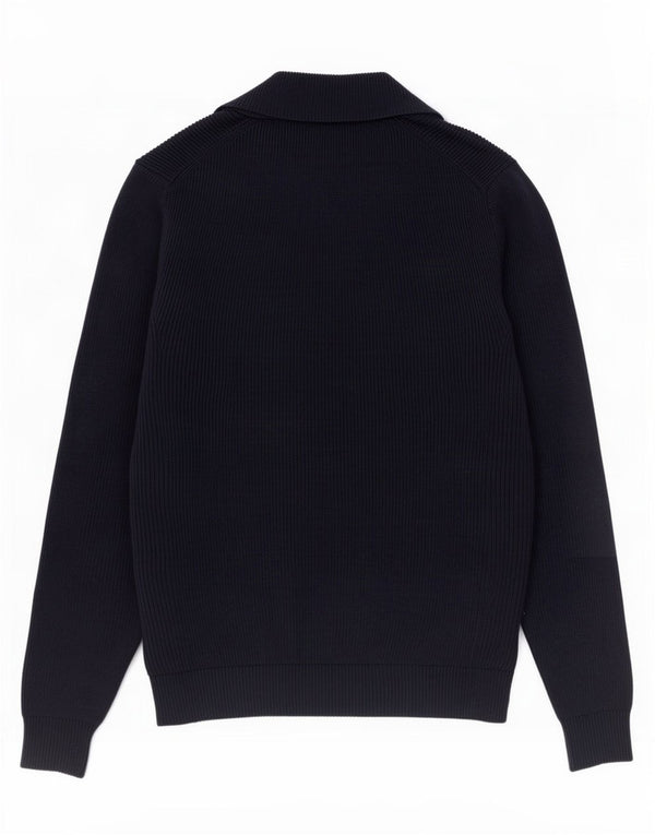 Marks & Spencer Mens Zip Neck Jumper Sweater Medium Navy Blue Polyester