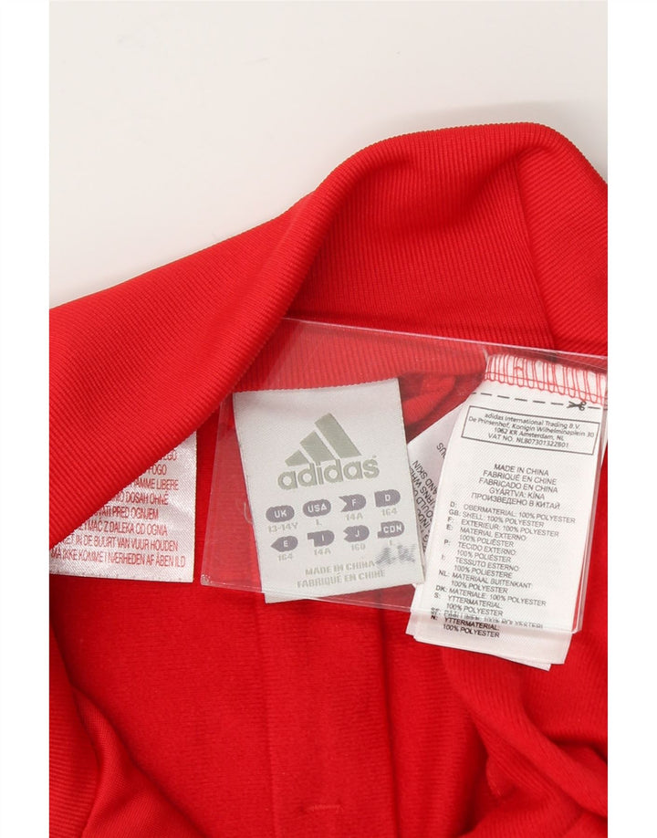 ADIDAS Boys Tracksuit Top Jacket 13-14 Years Red Colourblock Polyester Vintage Adidas and Second-Hand Adidas from Messina Hembry 