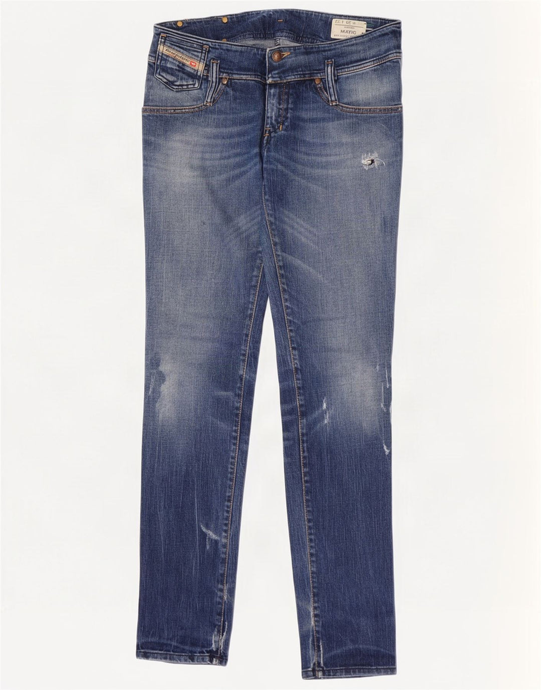 Jeans slim da donna Diesel Matic effetto consumato W29 L32 cotone blu