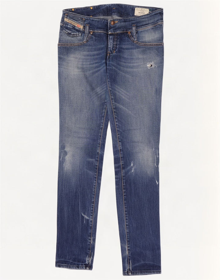 Jeans slim da donna Diesel Matic effetto consumato W29 L32 cotone blu