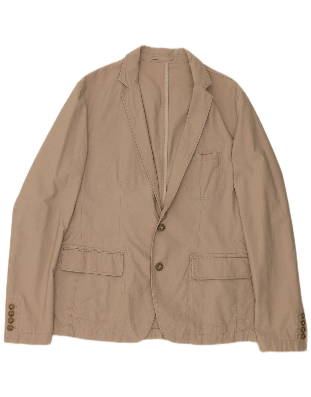 ZARA Giacca Blazer a 2 Bottoni da Uomo EU 54 XL Cotone Beige