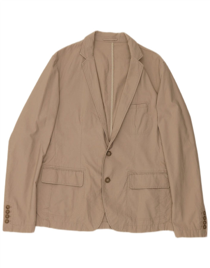 ZARA Giacca Blazer a 2 Bottoni da Uomo EU 54 XL Cotone Beige