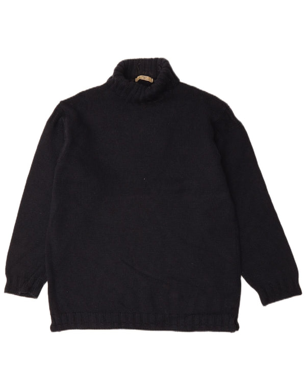 Maglione maglione da uomo Marks & Spencer a collo alto in lana blu navy media