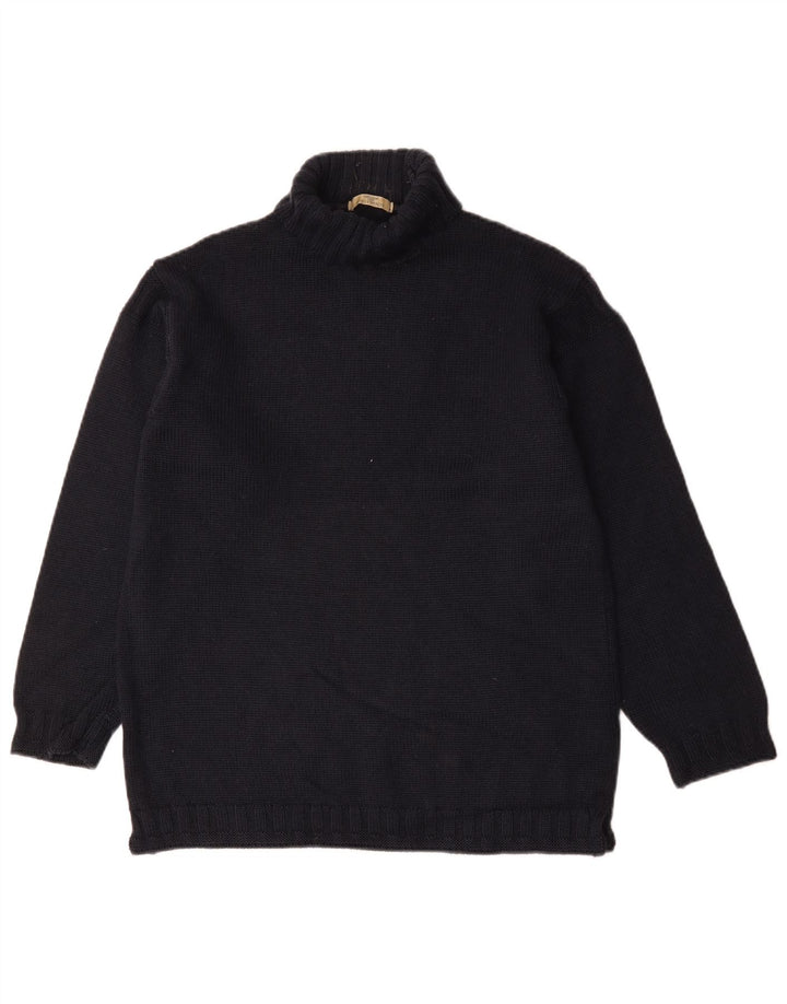 Maglione maglione da uomo Marks & Spencer a collo alto in lana blu navy media