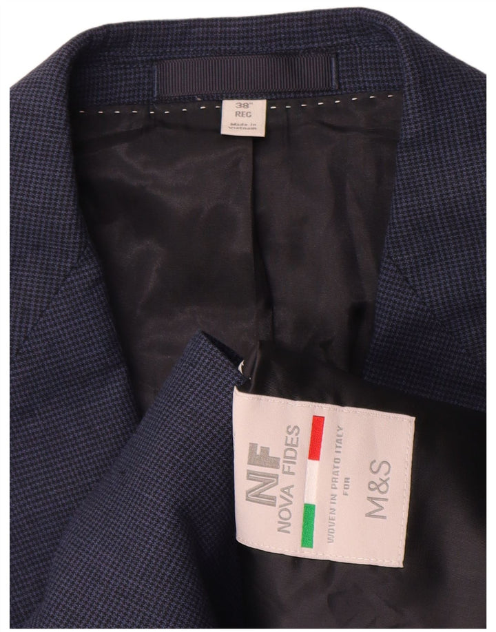 Giacca blazer a 2 bottoni da uomo Marks & Spencer UK 38 pied de poule blu medio