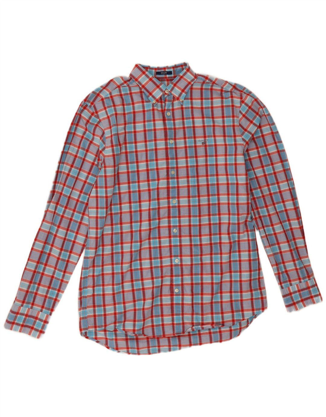 Gant Camicia da uomo vestibilità regolare taglia 41/42 16 1/2 grande quadretto multicolore