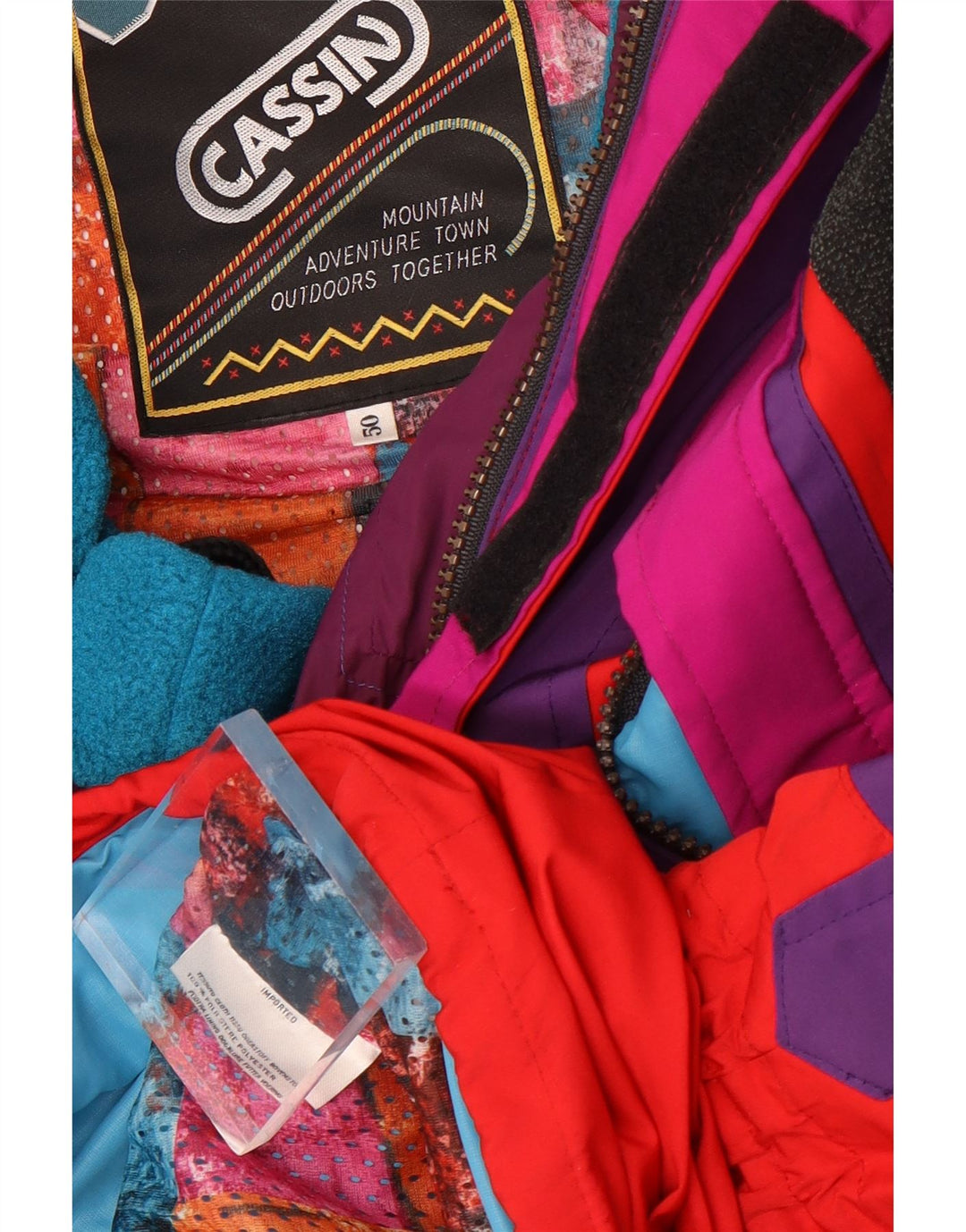 Giacca da sci da uomo con cappuccio Cassin IT 50 Large Rosso Colourblock Poliestere