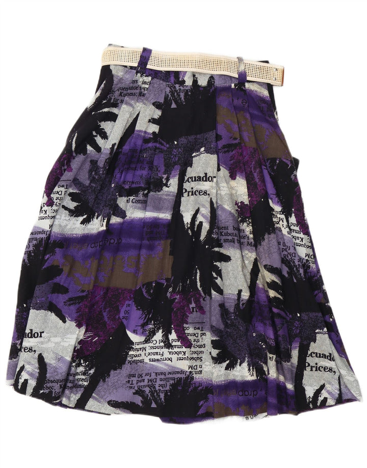 Gonna a trapezio con grafica vintage da donna W26 piccola viola
