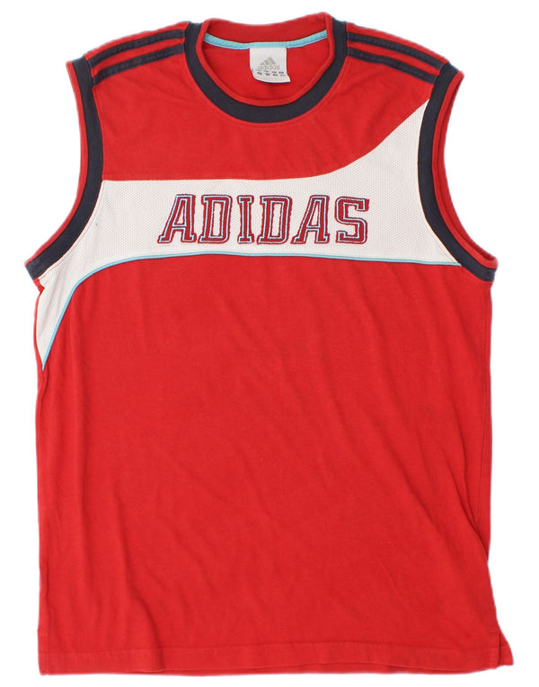 Canotta grafica da uomo Adidas Top in cotone rosso medio