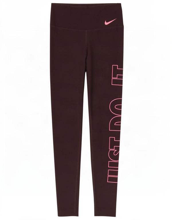 Leggings grafici Nike Dri Fit da donna UK 4 XS Borgogna poliestere
