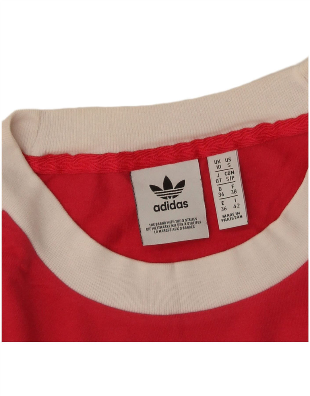 Adidas Maglia a maniche lunghe da donna UK 10 Small Rosso Colorblock