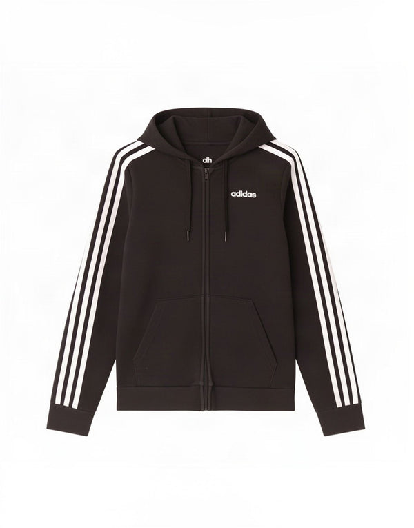 Felpa con cappuccio e zip da donna Adidas UK 4/6 XS cotone nero