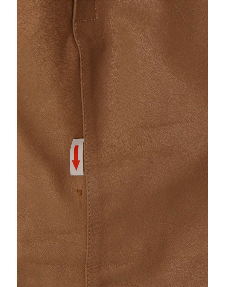 Giacca in pelle vintage da uomo piccola marrone