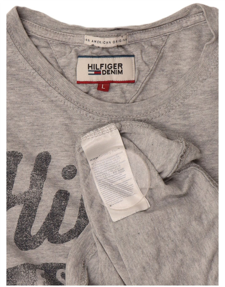 T-shirt grafica da uomo Tommy Hilfiger Top grande in cotone chiazzato grigio