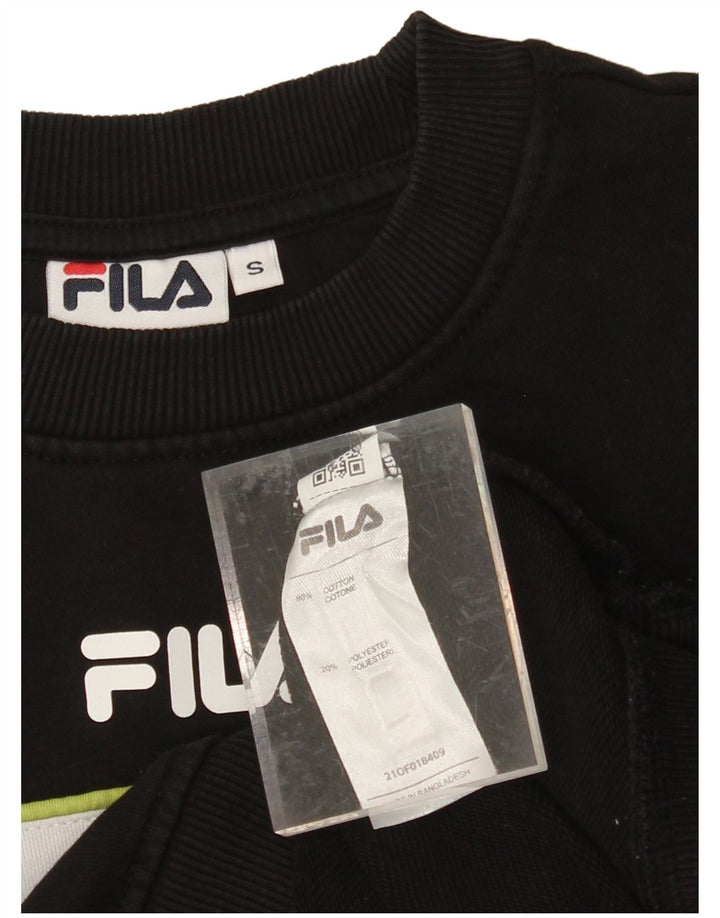 FILA Womens Oversized Sweatshirt Jumper UK 10 Small Black Colourblock