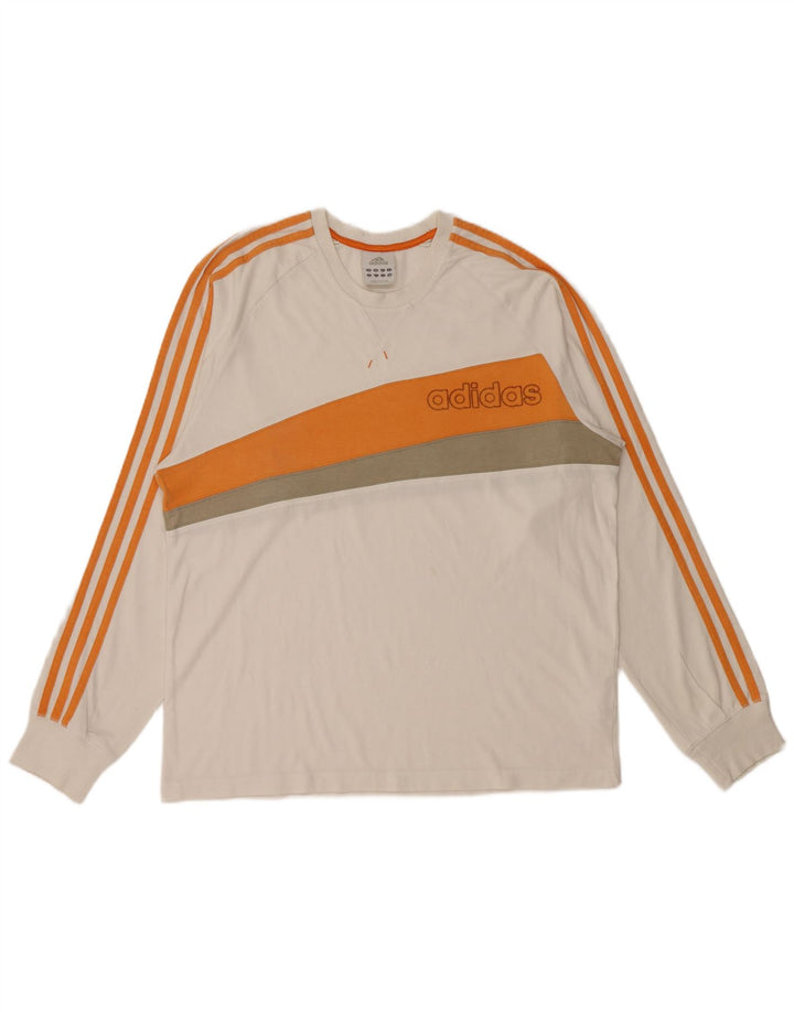 Felpa grafica da uomo ADIDAS, maglione medio, bianco sporco, cotone color block